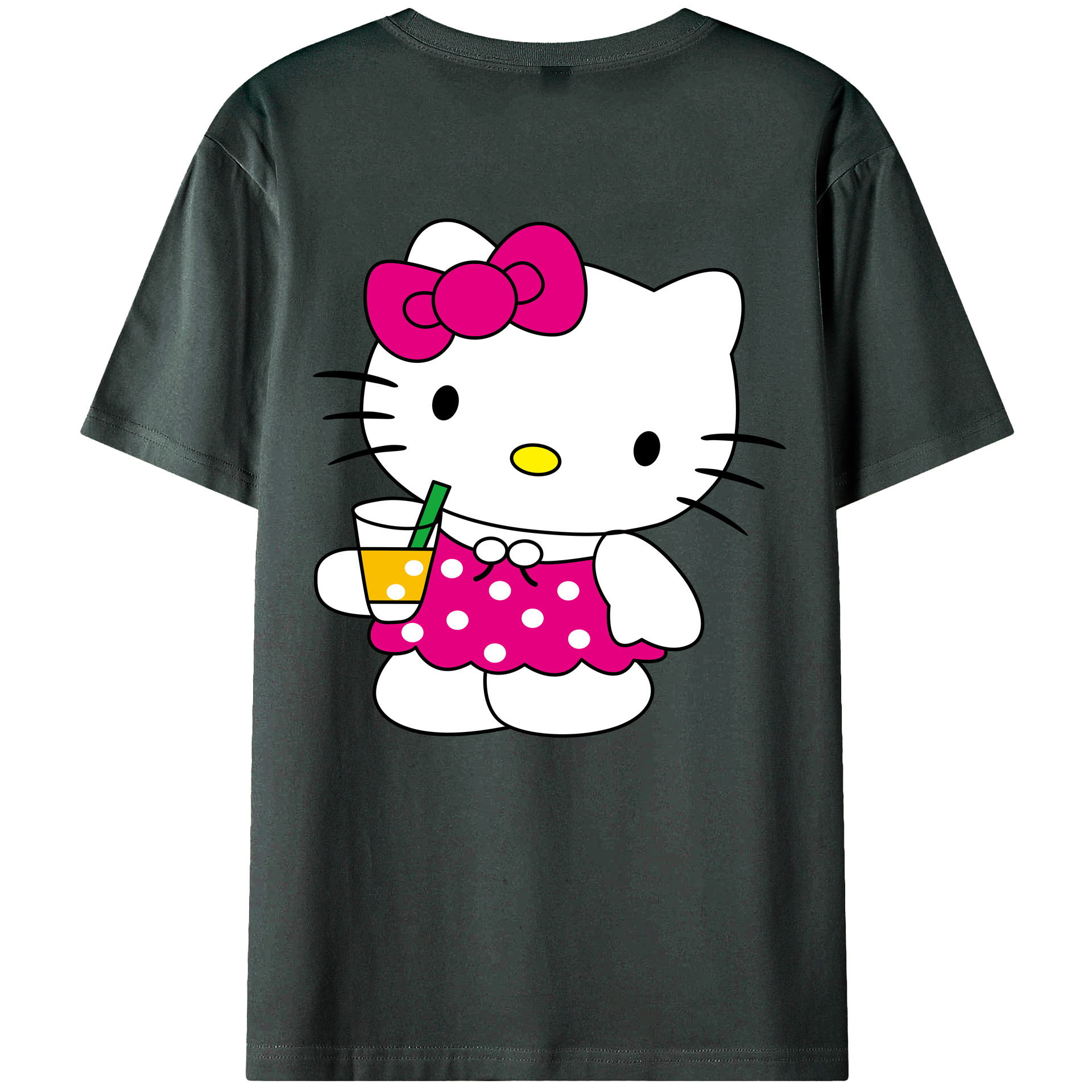 （画像用） Hello Kitty ハローキティ 綿100％ メンズ半袖Tシャツ（バックプリント） 通気性